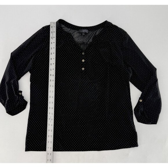 The Limited Women’s Black Swiss Dot Sheer Mesh Blouse Size L Career Office - Picture 9 of 10